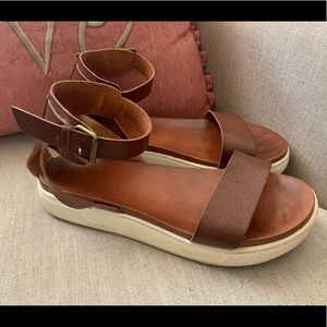 Brown Leather Platform Sandals